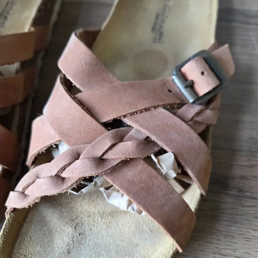 EUC A. GIANNETTI TAN GENUINE LEATHER SANDALS SLIPPERS MADE IN ITALY SIZE 8